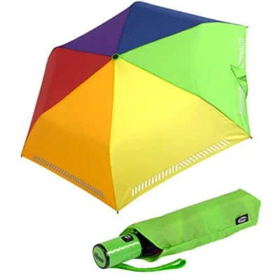 Imagen de iX brella Miniparaguas infantil Safety Reflex extra ligero, Arco iris automático, 95 cm Automatik, Paraguas plegable automático