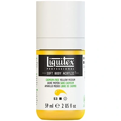 Imagen de Liquitex 1959890 Professional Soft Body Pintura acrílica (consistencia cremosa, alta pigmentación, resistente a la luz y al envejecimiento, botella de 59 ml, sin cadmio), color amarillo medio