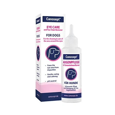 Imagen de Canosept Cuidado de los ojos para perros 120ml Limpiador y Limpieza la Zona Alrededor Elimina manchas del lagrimal
