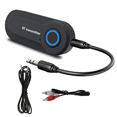 Imagen de TRYT Transmisor Bluetooth, Bluetooth 5.0, Adaptador inalámbrico portátil, Sistema de Audio Estéreo, 3,5 mm Baja latencia, Adecuado para Coche, TV/Pc/Ordenador Casco/Tablet/Mp3/Mp4