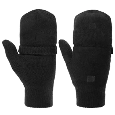 Imagen de LIPODO Thinsulate Guantes sin dedos Mujer/Hombre Unisex de punto Otoño/Invierno Lavables Manoplas Unicolor negro 9 HS