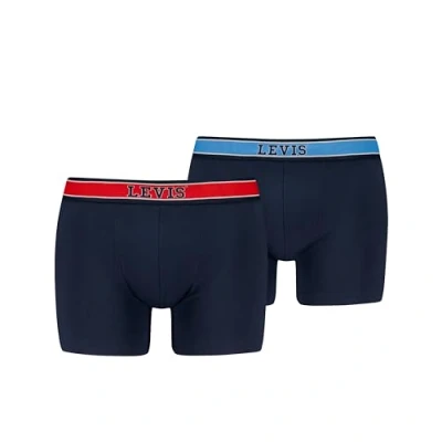 Imagen de Levi&#039;s Algodón orgánico Colleagic Calzoncillos Boxeadores, Navy Red Combo, M (Pack de 2) Hombres
