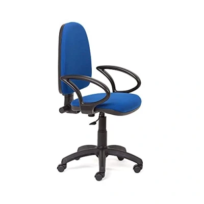 Imagen de Rocada Silla de Escritorio Barata Oficina Color Gris despacho Cómoda, Ajustable y con Ruedas Regulable en Altura Tapizada Tela Ignífuga Reposabrazos