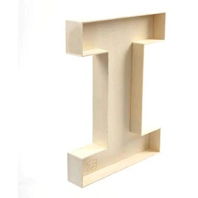 Imagen de letra I rellenable de madera sin terminar, hecha A mano, buzón Z