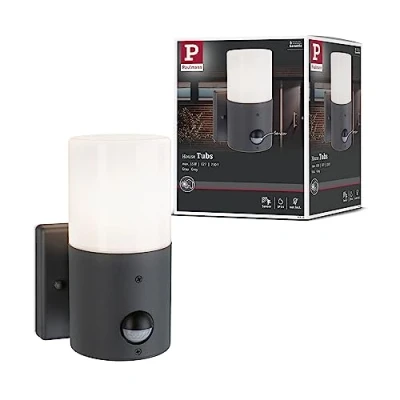 Imagen de Paulmann 94648 luminaria exterior aplique Tubs con det.movim. IP44, red., máx. 15 W gris mate, luminarias ext. metal, plástico jardín E27