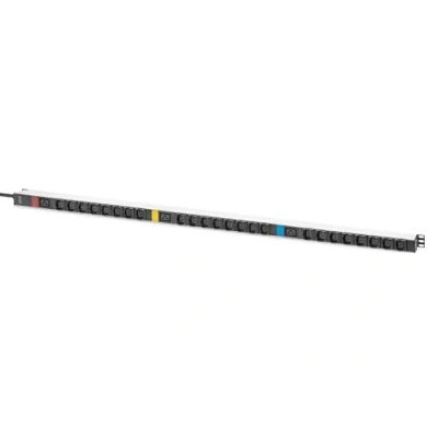 Imagen de DIGITUS Basic IT PDU, trifásica 16 A, 24 x C13, 3 C19, Cable de alimentación m, Enchufe IEC 60309 Negro