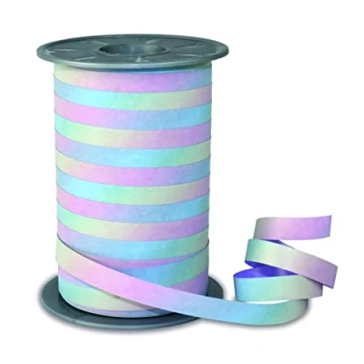Imagen de PRÄSENT POLY RAINBOW cinta Birthday pastel, embalar, para envolver y decorar regalos manualidades, 10 mm de ancho, decorativa en los colores del fácil engarzar, 200 m