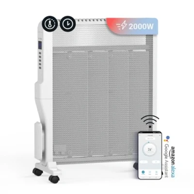 Imagen de UNIVERSALBLUE Radiador Mica con WIFI Blanco Calefactor Bajo Consumo 2000W Calor Protección Sobrecalentamiento Temporizador 2 Potencias Sistema Silencioso