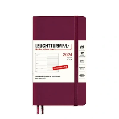 Imagen de LEUCHTTURM1917 367795 Agenda semanal y cuaderno (A6) 2024, tapa blanda, color rojo (alemán, 12 meses)