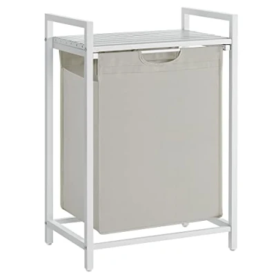 Imagen de VASAGLE Cesto para Ropa Sucia, Cesta Colada, Bolsa Colada de Tela Oxford Extraíble y Desmontable, Estante, Marco Metálico, 65 L, 50 x 33 72 cm, Blanco BLH101W01
