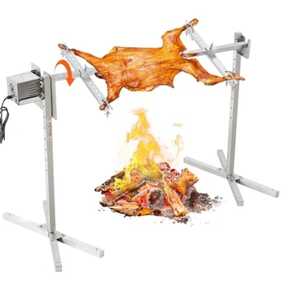 Imagen de VEVOR Parrilla de Cordero 60 kg Barbacoa para Cerdo, Cordero, Cabra, Motor eléctrico 52 W asador Comercial Acero Inoxidable con Escudo térmico, Longitud 116 cm