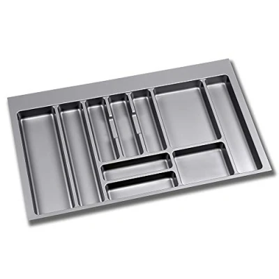 Imagen de Emuca organizador de Cubiertos, cajón cocina, cubertero, 10 compartimientos, módulo 90cm, Plástico, Gris