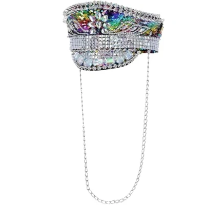 Imagen de Smiffys Sombrero de capitán Fever Deluxe con adornos lentejuelas, multicolor, cadena