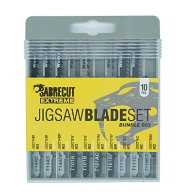 Imagen de 10 x SabreCut JSSCK003 Sierra de calar profesional para cortar madera T144D T144DP T101B T101BF T101AO T111C T119BO Caja compatible con Bosch Dewalt Makita Milwaukee y muchos más