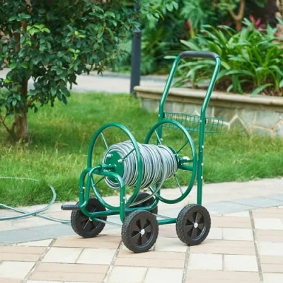 Imagen de pro.tec Carro portamangueras Metal (XL) Profesional (Conexiones: 3/4 Pulgadas) Carrete para Manguera portátil Desenrolla a 90 en la dirección de Desplazamiento 86 x 44 95 cm Verde