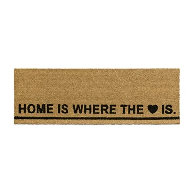 Imagen de Relaxdays Largo 40 x 120 cm con Texto en alemán Home Where Your Heart IS Coco Felpudo para Puertas Anchas Interiores y Exteriores, Antideslizante, Natural Entrada, 1.5x40x120cm, Fibra PVC, The, marrón