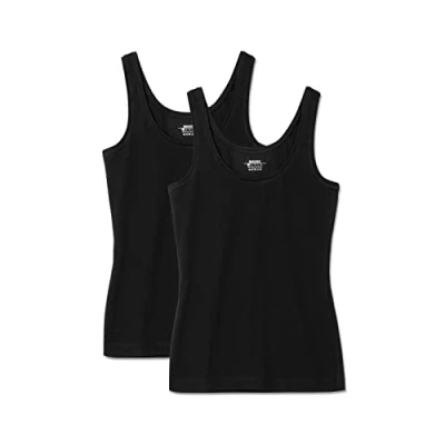 Imagen de Snocks Camiseta Sin Mangas Mujer Algodón Casuales Básica para 2X Negro Tamaño XS (34) Chalecos Interiores con Camisa Sólida