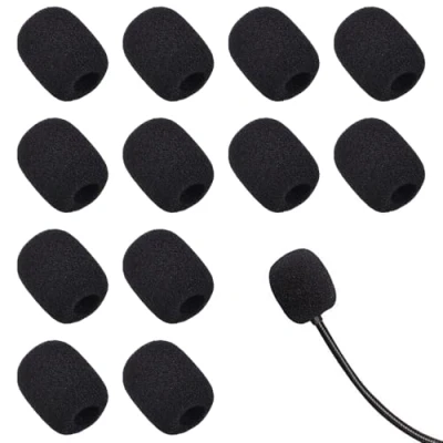Imagen de Disnace 12 Piezas Mini Parabrisas de Micrófono, Fundas Espuma Esponja, Cubierta Esponja Microfono Pop Protección, Micrófono a Prueba Polvo, Negro