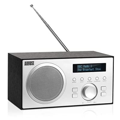 Imagen de Radio Dab+/FM con Bluetooth August MB420, Digital de Cocina, Carcasa Madera, función RDS, 60 presets HiFi Bluetooth, Altavoz 5 W, Despertador, Alarma Snooze USB/Aux In/Aux out,
