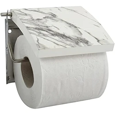 Imagen de MSV Porta Rollos Papel WC MDF INOX Toscana, Mármol, 13 x 15 11,5 cm