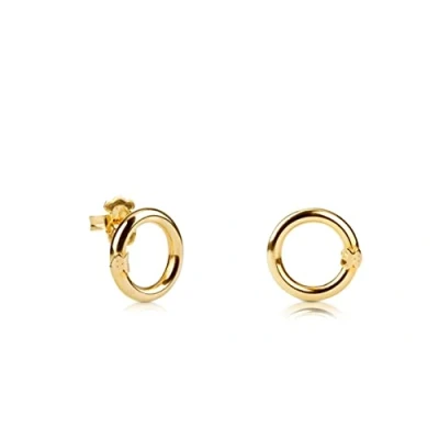 Imagen de TOUS Pendientes de Anilla con Baño Oro 18Kt sobre Plata para Mujer Motivo Oso 1.6cm, Fino y Elegante, Colección Hold