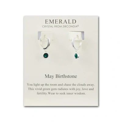 Imagen de Aretes tipo argolla con piedra natal de mayo creados cristales Emerald Zircondia®