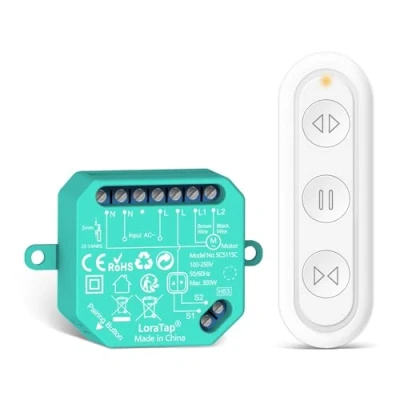 Imagen de LoraTap Interruptor de Persiana, Receptor Módulo Relé Inalámbrica con Mando a Distancia RF, Transmisor Radio 868 MHz, Cortina