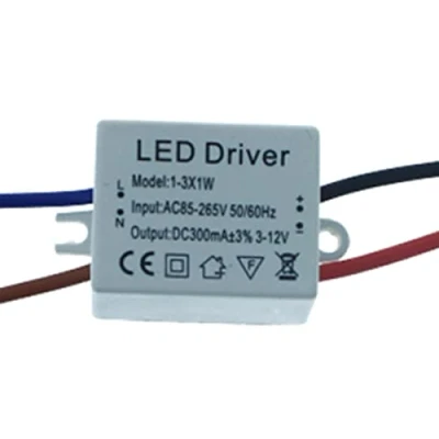 Imagen de Conductor LED DC 300mA 3V 12VDC 3x1W Transformador de alimentación corriente constante 3W