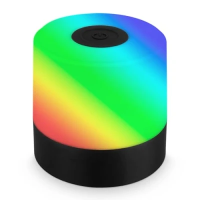 Imagen de BRILONER Mini lámpara de mesa LED inalámbrica, cabecera táctil, escritorio, USB C, camping, luz blanca cálida y colorida, 7x7 cm, negro