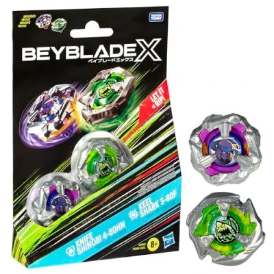 Imagen de Beyblade X Knife Shinobi 4 80HN y Keel Shark 3 80F Peonza Dual Pack