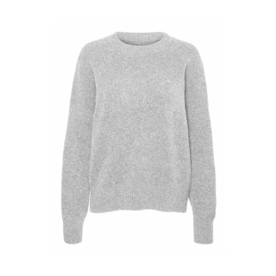 Imagen de VERO MODA Jersey de Punto para Mujer Corte Holgado Cuello Redondo Hombros caídos Manga Larga, Color:Gris 2, Talla:L