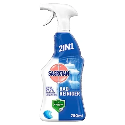 Imagen de Reckitt Sagrotan Limpiador de baño 2 en 1 con película antisuciedad para una higiene fiable el baño, botella pulverizadora 750 ml
