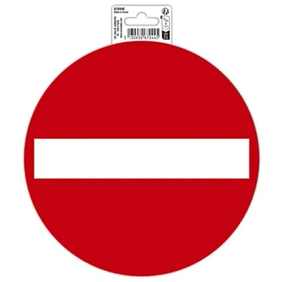 Imagen de Exacompta Ref. 67044E 1 pictograma adhesivo redondo NO ENTRY en vinilo PVC tratado antideslizante y resistente a los rayos UV Acabado brillante Diámetro: 20 cm Colores: rojo blanco