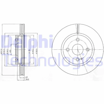 Imagen de DELPHI BG4254C Disco de freno 258 23 4 ventilado revestido sin procesar cojinete rueda, anillo sensor ABS MAZDA: MX 5 IV, 2 Hatchback