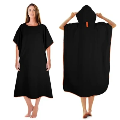 Imagen de KUOGAS Poncho De BañO para Mujer Y Hombre 110x74cm Surf Microfibra Toalla TambiéN como Ayuda Cambiarse En La Playa
