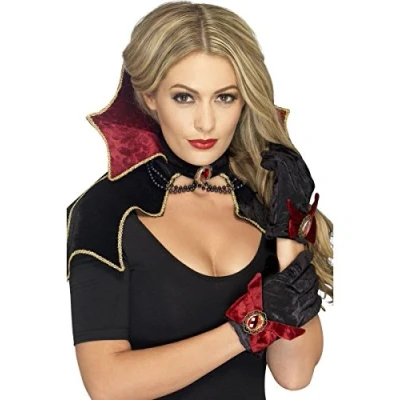 Imagen de Smiffys Kit de vampiresa Fever, Negro, con capa, cuello y guantes