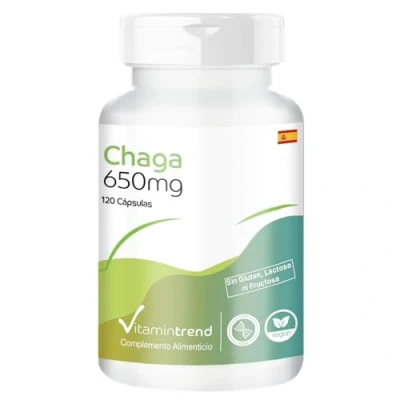 Imagen de Chaga en polvo 650mg 120 cápsulas, hongo, Vegano Vitamintrend®