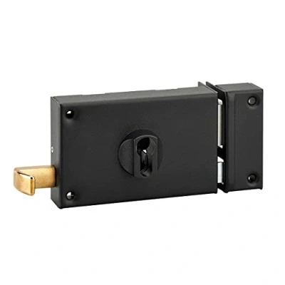 Imagen de THIRARD Caja de cerradura horizontal con aplique doble entrada tiro para entrada, recta, eje 70 mm, 140 x 88 negro