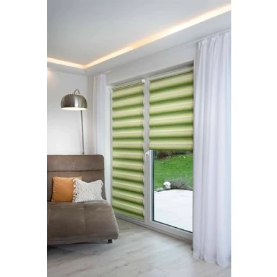 Imagen de K Home® Klemmfix Madrid Estor Doble sin Agujeros, gradiente de Color Verde, 70 x 150 cm