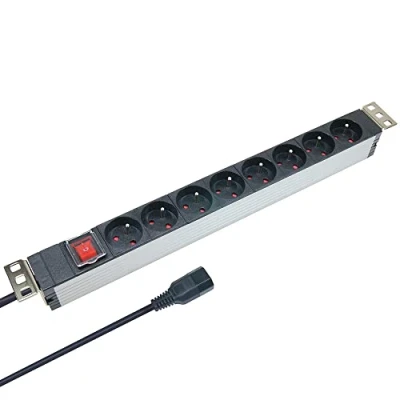 Imagen de WAYTEX 37321 Regleta para Rack (19 Pulgadas, Enchufe C14, 8 enchufes con Interruptor, Caja de Aluminio, Cable 1,80 m)