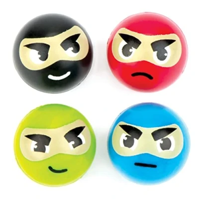 Imagen de Baker Ross Pelotas de Goma con diseños Ninja (Pack 8) Regalos infantiles para bolsas cotillón