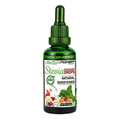 Imagen de ALPHAPOWER FOOD Stevia liquida pura 50ml, Gotas de natural vegano y no OGM, extracto líquido puro, Edulcorante natural, sustituto del azúcar sin azúcar, calorías, gusto