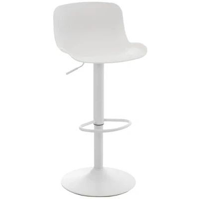 Imagen de CLP Silla De Bar Almada con Asiento En Polipropileno &amp; Base Metal I Taburete Regulable Altura Giratorio Color:, Color:Blanco