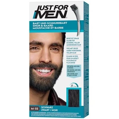 Imagen de Just for men M55 Colorante para bigote y barba, color negro, elimina las canas un aspecto más tupido abundante