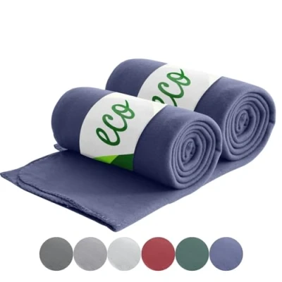Imagen de wometo Juego de 2 mantas forro polar ecológico material 100% reciclado + certificado Öko Tex, 130 x 160 cm, aprox. 400 g, color gris oscuro pesado con borde antibolitas y ribete