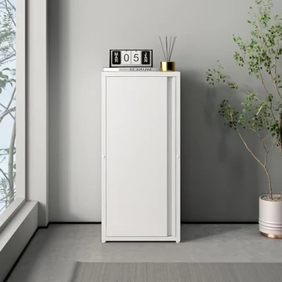 Imagen de [en.casa] Armario de Oficina Burlöv Archivador Estudio con 2 Estantes Regulables en Altura Mueble 1 Puerta y 3 Compartimentos Acero 88 x 40 35 cm Blanco