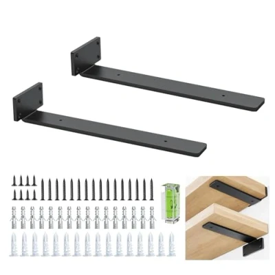 Imagen de Soporte Estante, 2 Piezas De Para Estantes Industriales Alta Resistencia 30 Cm / 12 Pulgadas, Soportes En L Metal Blanco DIY(5 Mm Espesor)