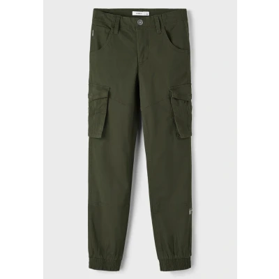 Imagen de Name it Nitbamgo REG R TWI CA M NMT NO Pantalones cargo para niños, Talla: 176, Dark green