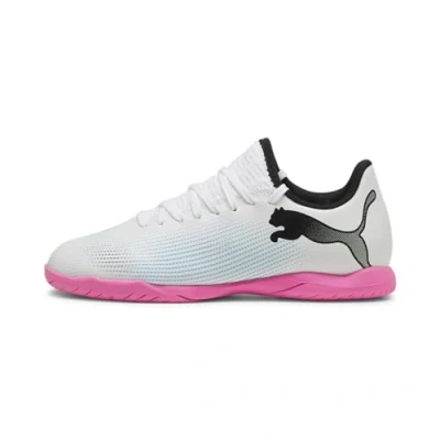Imagen de Puma Future 7 PLAY IT JR Unisex Botas de fútbol sin tacos para niños, Talla: 36, White/black/poison pink Zapatos