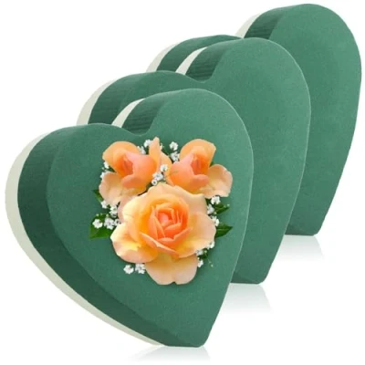 Imagen de com four® 3X Esponja Floral en Forma de Corazón para Arreglos Florales Flores Frescas Espuma Manualidades Boda y Cumpleaños (03 Piezas corazón)